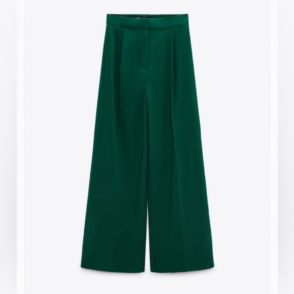 Zara Pants - ZARA Green High Waisted Wide Leg Trousers with Pockets size Medium